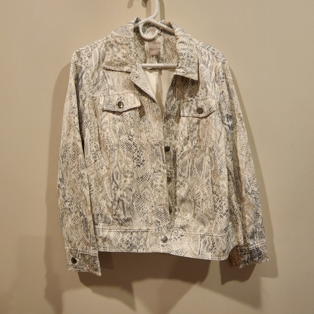 Chicos Jacket 12/14 , Snakeskin light print